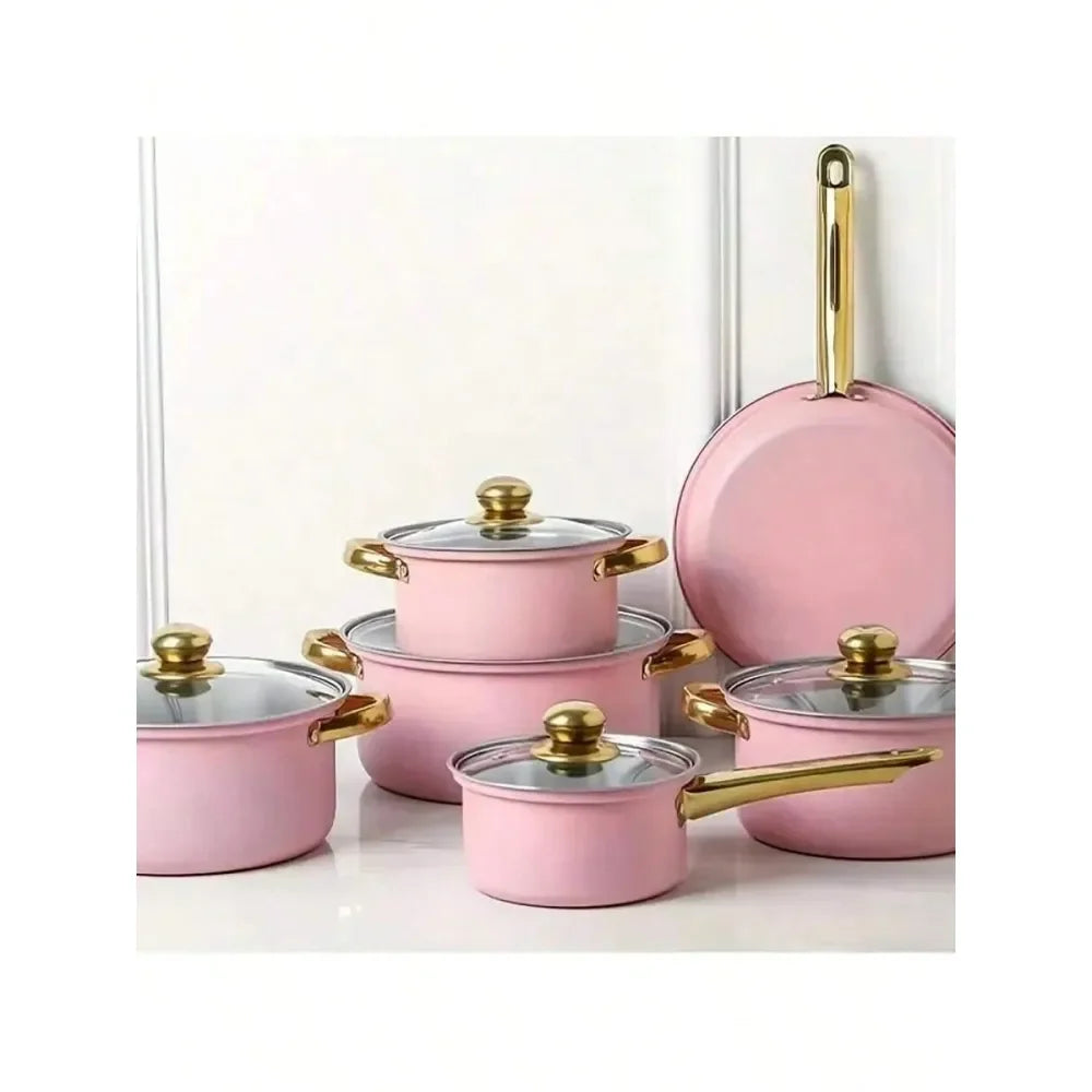 Pink Nonstick Kitchen Cookware Set