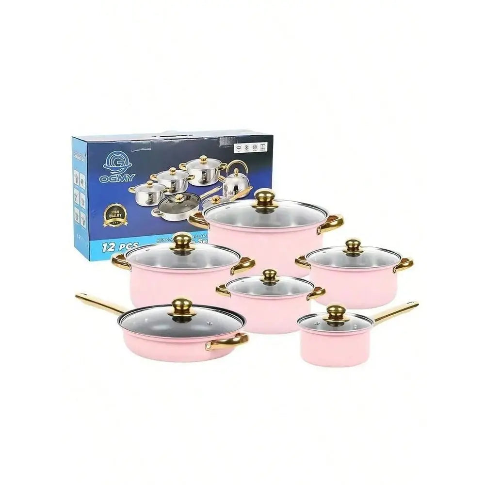 Pink Nonstick Kitchen Cookware Set